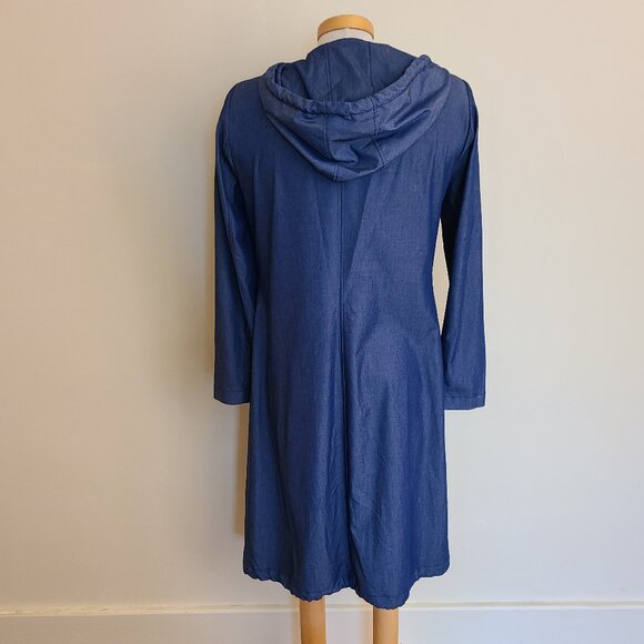 Alvina Long Hooded Lightweight Blue Trench Coat - Picture 3 of 10